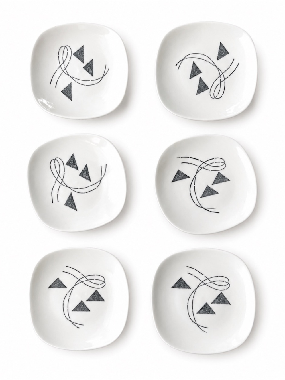 Set of Six EDWIN KNOWLES Flair Pattern Appetizer / Bread & Butter Plates